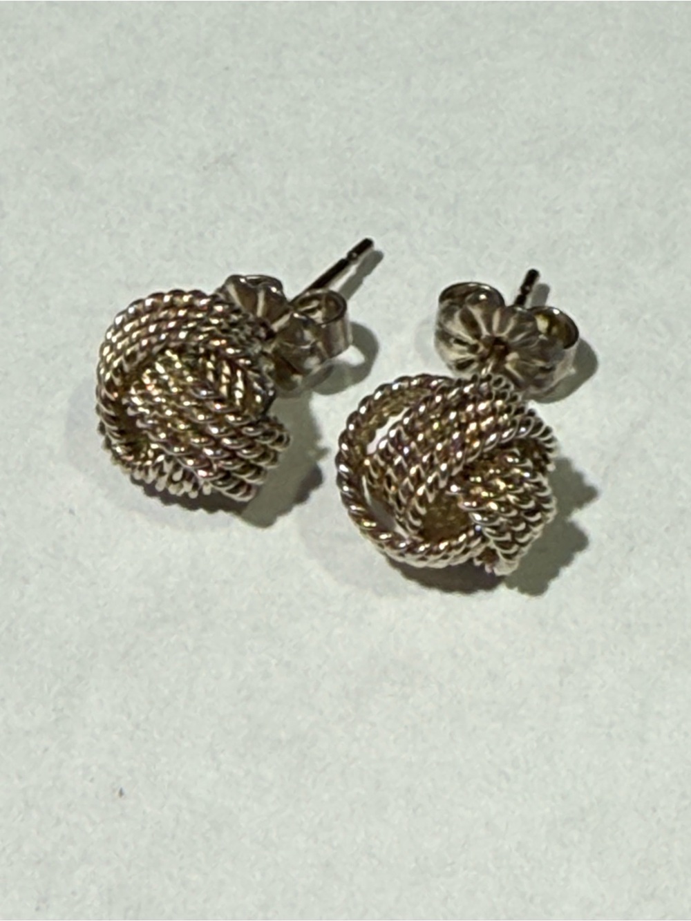 Authentic Tiffany & Co. Sterling 925 Somerset Twist Knot Mesh Ball Stud Earrings